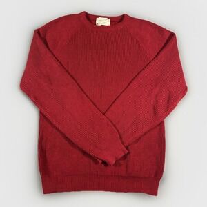 Vintage Lord Jeff USA 100% Cotton Knit Sweater Red Ribbed Crewneck Size L